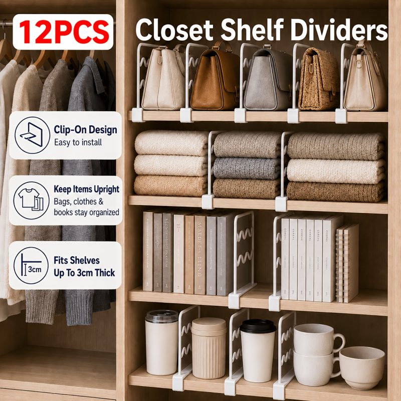 Closet Shelf Dividers 12-Pack